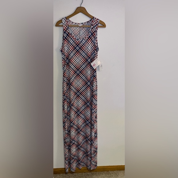 LuLaRoe Dresses & Skirts - NWT Lularoe Dani Maxi Dress Americana Plaid 4th Of July Size Medium